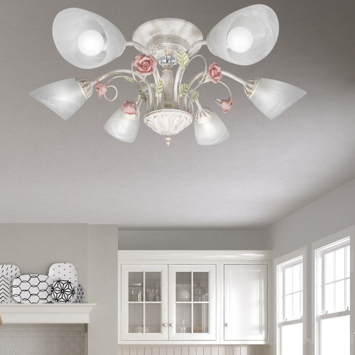 Люстра потолочная с цветами 6 плафонов S2293-6