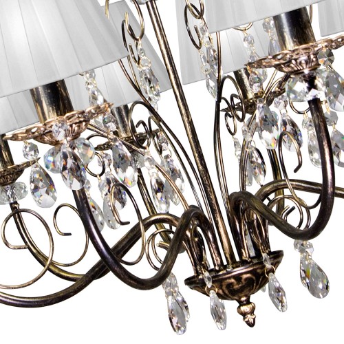 Люстра большая с хрусталь подвесная 8 ламп абажуры S1108-8